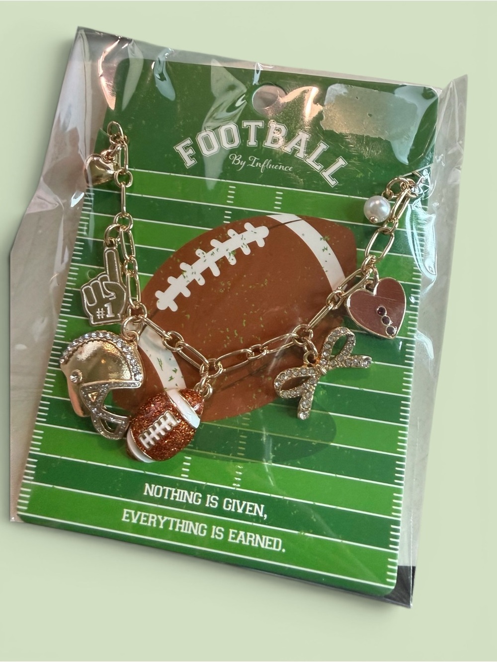 NEW ๐ Football Bow Heart Pearl Charm Necklace - Picture 2 of 2